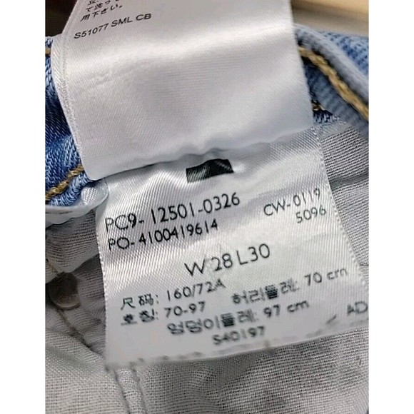 Levis 501 Jeans Mens 28x28 * Button Fly Light Blue Mid Rise Stretch Distressed - Picture 16 of 16